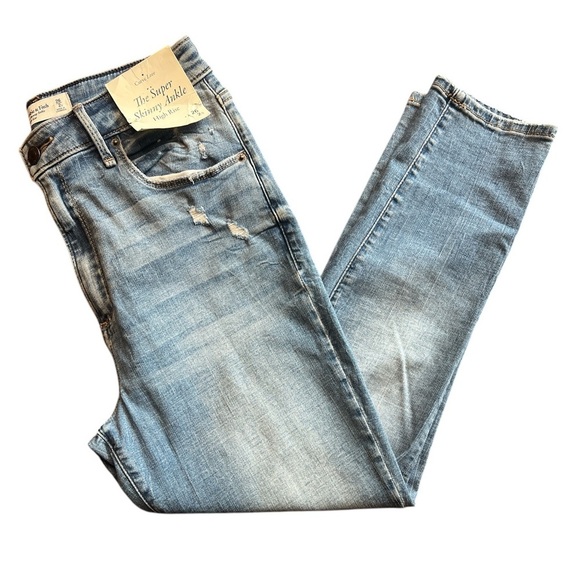 Abercrombie & Fitch Skinny Ankle Jeans High Rise Light Wash Distressed Size 26 S - Picture 1 of 6